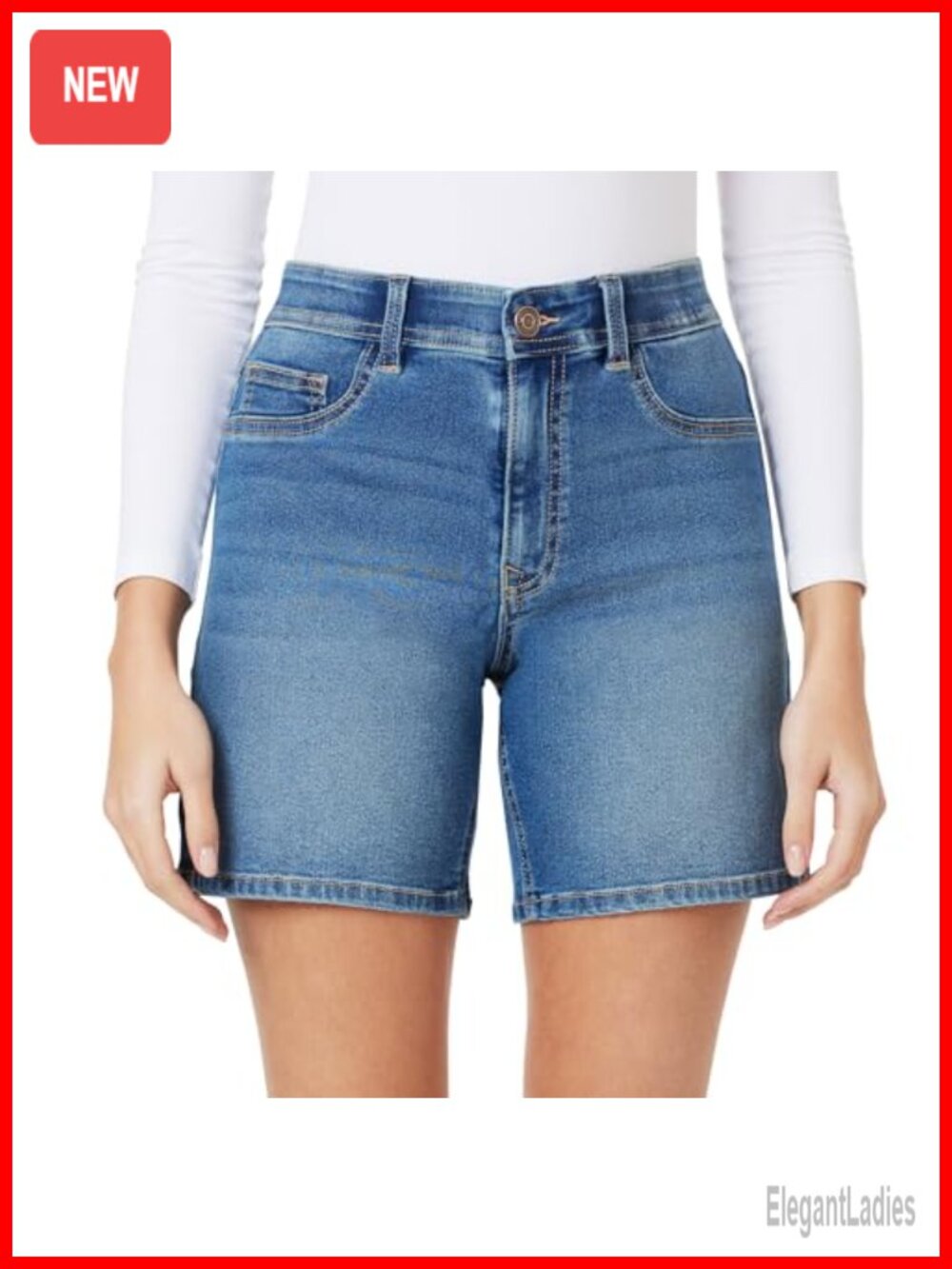 Women's Denim Shorts with Sculpting Fit, 7" Inseam, Cotton Blend